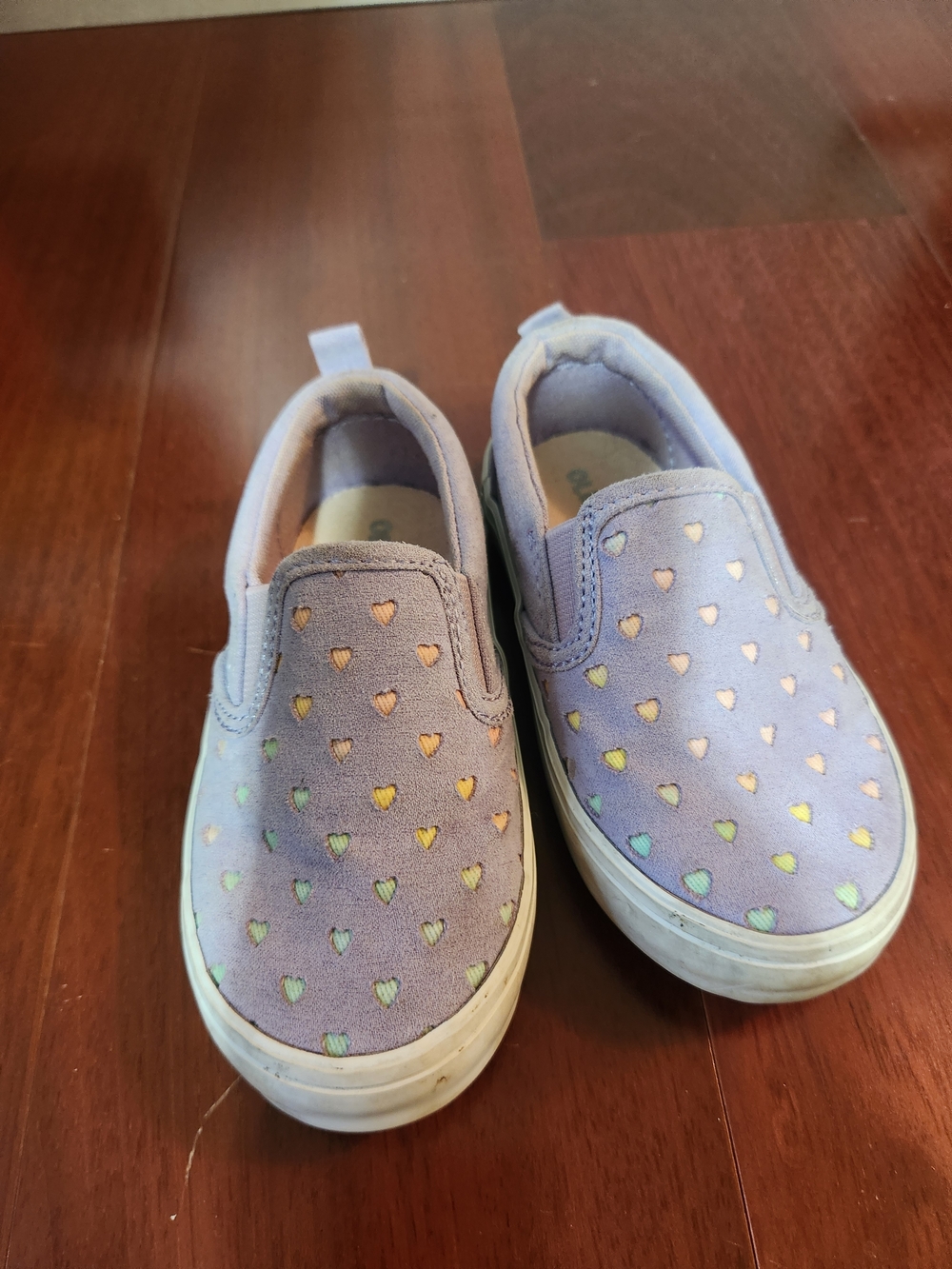 Old Navy Lavender Slip-On Sneakers with Iridescent Heart Details